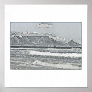 Kapstadt Tafelberg Sketch Poster