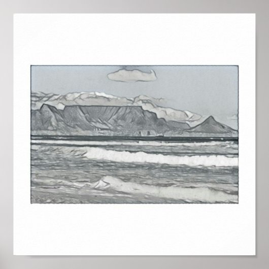 Kapstadt Tafelberg Sketch Poster (Vorne)