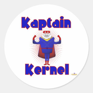 Kaptain Kernel Popcorn Superhero Runder Aufkleber