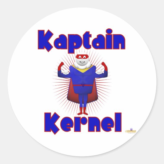Kaptain Kernel Popcorn Superhero Runder Aufkleber (Vorderseite)
