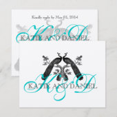 Kapuzensilber RSVP Karte (Vorne/Hinten)