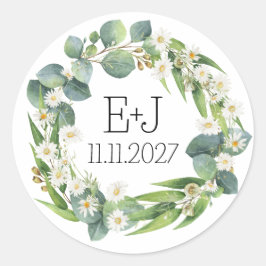 Kapuzensticker botanische Hochzeit Runder Aufkleber