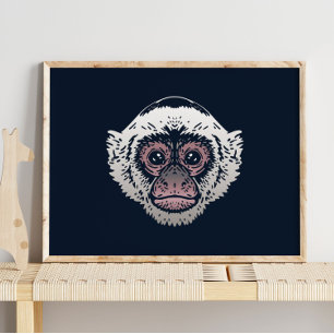 Kapuzineraffe Wall Print for Kids Room Poster