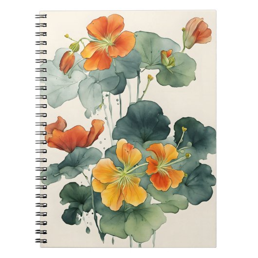 Kapuzinerkresse - Aquarellblumen Notizblock (Vorderseite)