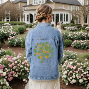 Kapuzinerkresse-Blumenillustration Vintage Natur Jeansjacke
