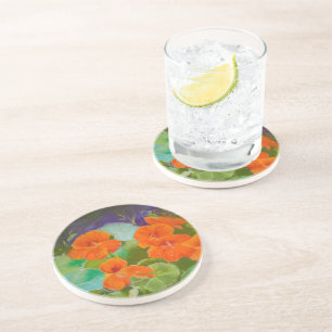 Kapuzinerkresse-Blüte - Botanisches Pastell Getränkeuntersetzer