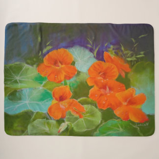 Kapuzinerkresse-Blüte - Botanisches Pastell Sherpadecke