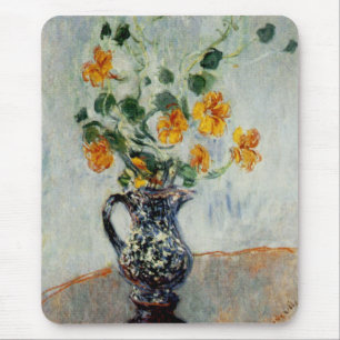 Kapuzinerkresse in einer blauen Vase von Monet Mousepad