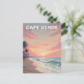 Kapverdischer Sonnenuntergang im Vintage-Stil Postkarte (Stehend Vorderseite)