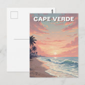 Kapverdischer Sonnenuntergang im Vintage-Stil Postkarte (Vorne/Hinten)