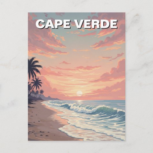 Kapverdischer Sonnenuntergang im Vintage-Stil Postkarte (Vorderseite)