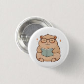 Kapybara mit Brille Kawaii Design beim Lesen Button (Vorne & Hinten)