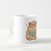 Kapybara mit Brille Kawaii Design beim Lesen Kaffeetasse (Vorderseite Links)