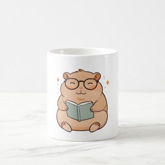 Kapybara mit Brille Kawaii Design beim Lesen Kaffeetasse (Mittel)