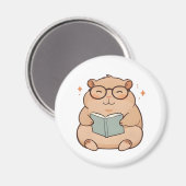 Kapybara mit Brille Kawaii Design beim Lesen Magnet (Vorderseite/Rückseite)