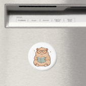 Kapybara mit Brille Kawaii Design beim Lesen Magnet (In Situ (Geschirrspüler))