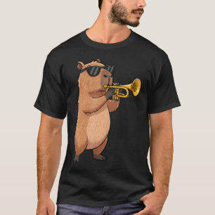 Kapybara spielt Trompeter Spieler Marschieren T-Shirt