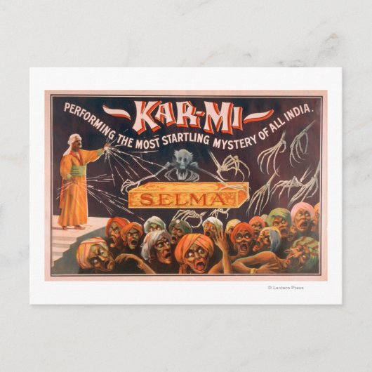 Kar-mi "Das erschreckendste Geheimnis Indiens" Postkarte (Vorderseite)