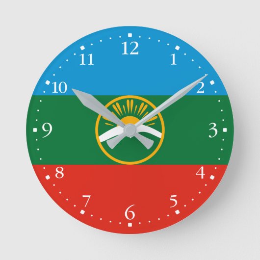 Karachay Cherkessia Flag Runde Wanduhr (Vorderseite)