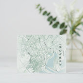 Karachi Pakistan Map Minimal Postkarte (Stehend Vorderseite)