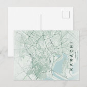 Karachi Pakistan Map Minimal Postkarte (Vorne/Hinten)