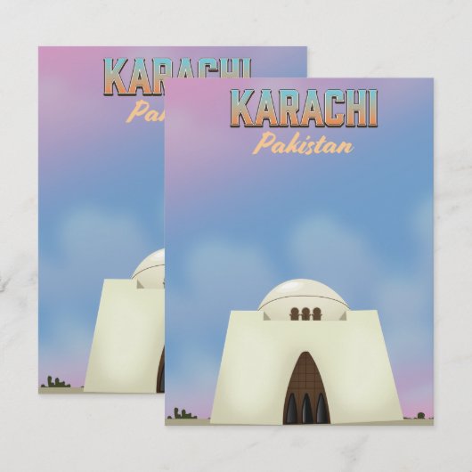 Karachi Pakistan Reiseplakat (Vorne/Hinten)