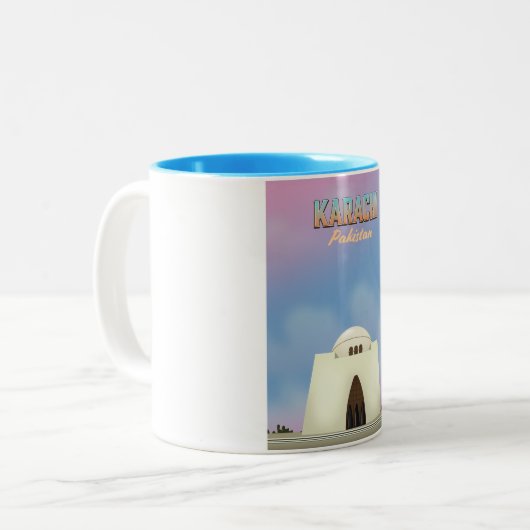 Karachi Pakistan Reiseplakat Zweifarbige Tasse (Vorderseite Links)