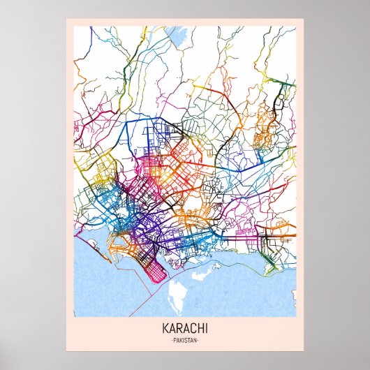 Karachi Pakistan Stadtkarte Poster (Vorne)