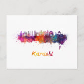 Karachi Skyline in Aquarellfarbe Postkarte (Vorderseite)