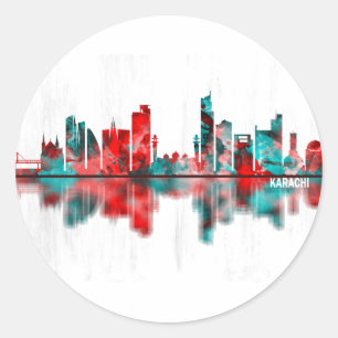 Karachi Skyline Pakistan Runder Aufkleber