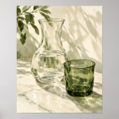 Karaffe und grünes Glas Kunstprint Poster (Vorne)