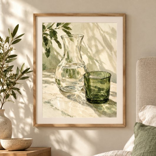 Karaffe und grünes Glas Kunstprint Poster
