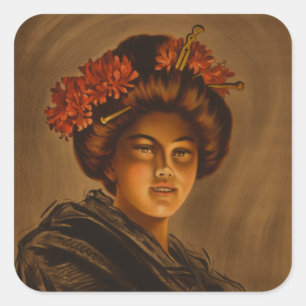 Karama: Japanische Romance Geisha-Schauspielerin Quadratischer Aufkleber
