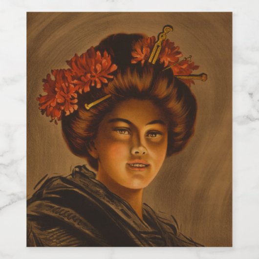 Karama: Japanische Romance Geisha-Schauspielerin Weinetikett (Einzelnes Label)