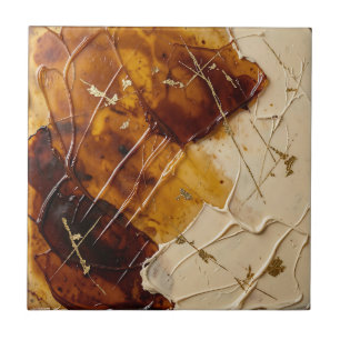 Karamell Bernstein Harz Goldblatt Abstract  Fliese