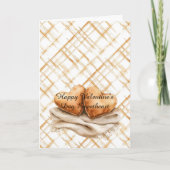 Karamell-Creme-Streifen-Herz-Kissen-Decke-Liebe Karte (Vorderseite)