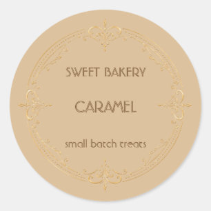 Karamell-Gold-Label für kleine Bäckereien Runder Aufkleber