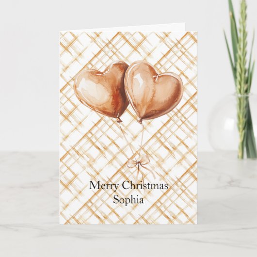 Karamell Herzballons Weihnachten Karte (Vorderseite)