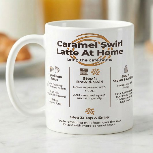 Karamell-Latte-Rezept, Cafe Zu Hause Schritte Kaffeetasse