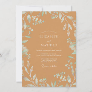 Karamell-Minz-Blatt-Hochzeit Einladung