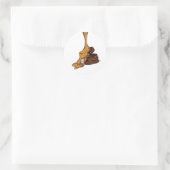 Karamell runder aufkleber (Tasche)