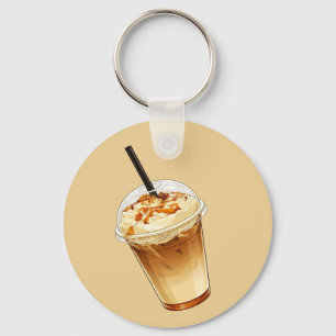 Karamell- und Nuss-Eiskaffee Schlüsselanhänger