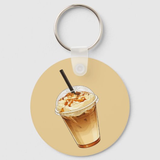 Karamell- und Nuss-Eiskaffee Schlüsselanhänger (Vorderseite)