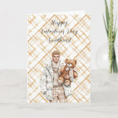 Karamell-Valentinstag-Mann-Teddybär Karte (Vorderseite)