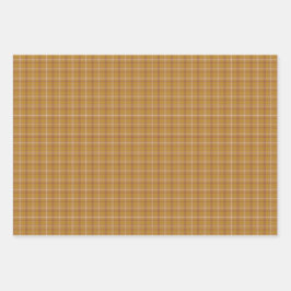 Karamellbraun Kariertes Klassisches Muster Geschenkpapier Set