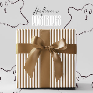 Karamellbraun und weißer Pinstripe Halloween Geschenkpapier
