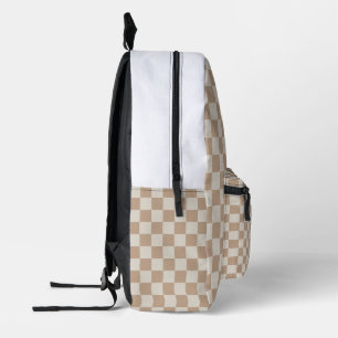Karamellbraunes Schachbrettmuster in Braun Bedruckter Rucksack