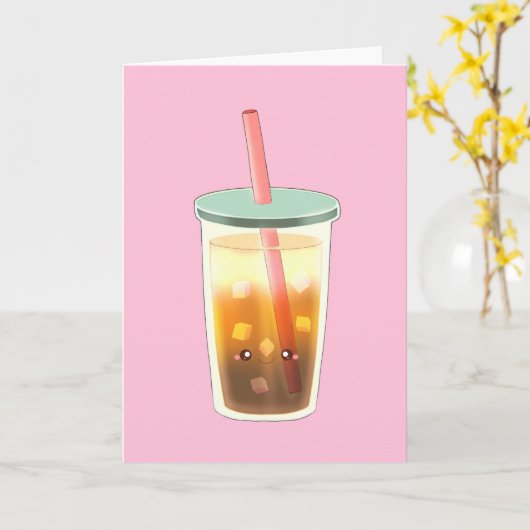 Karamelleis-Kaffee mit Sahnetaum Karte (Gelbe Blume)