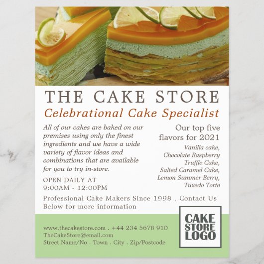 Karamellkuchen, Bäckerei, Kuchenwerbung Flyer (Vorne)