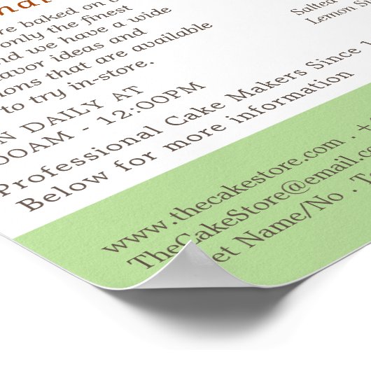 Karamellkuchen, Bäckerei, Kuchenwerbung Poster (Ecke)